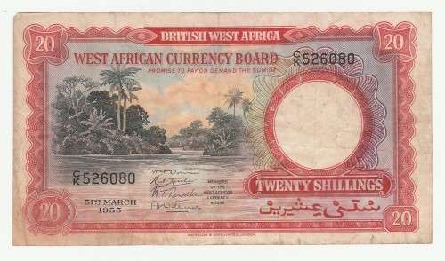 1953 British West Currency Board 20 Shillings