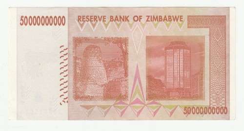 2008 Zimbabwe Emergency Bearer Checks, Second Dollar (ZWN) 50 Billion Dollars