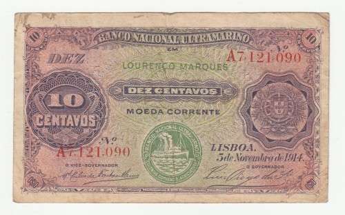 1914 Portuguese Administration, Bank of Ultramarino 10 Centavos