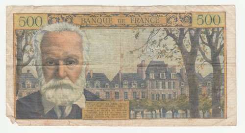 1957 Republic of France 500 Francs, Type B, Signatures: G. Gouin, R. Favre and P Gargam #P133