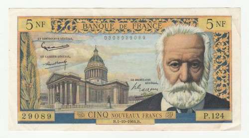 1964 Republic of France 5 Nouveaux Francs