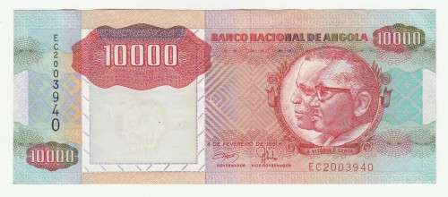 1991 Angola, Signature 17, Pick#131a, 10 000 Kwanzas