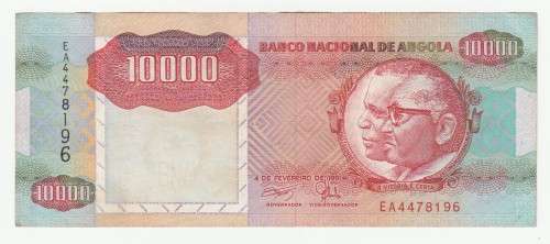 1991 Angola, Signature 17, Pick#131a, 10 000 Kwanzas