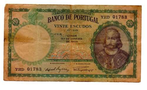1959 Portugal 20 Escudos, Pick# 163