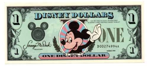 1987 Disney Dollars $1, Mickey Mouse, D Series First Year