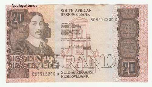 Error 1990 C L Stals First Issue R20, Cut off-centre