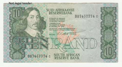 Error 1990 South Africa Type 16 C L Stals First Issue R10 miss-cut