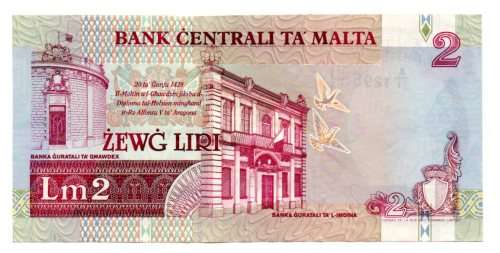 1994 Malta 2 Liri, Signature P. Galdes, Pick#45a