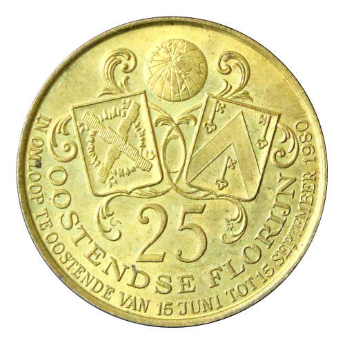 1980 Belgium 25 Florin Ostend Company, 95 000 Minted