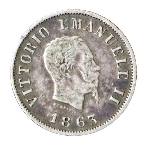 1863 Italy 50 Centesimi, Vittorio Emanuele II