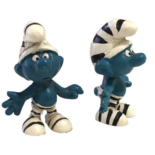 Pair of Schleigh Peyo Smurfs Made in Hong Kong