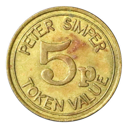 No Date United Kingdom Peter Simper 5 Pence Brass Token