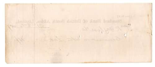 The Standard Bank of British South Africa 1877 cheque