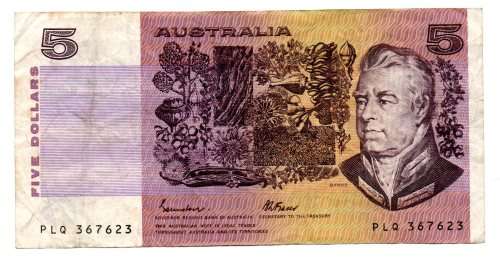 1985 Australia R.A. Johnston & B. W. Fraser $5, Pick# 44e
