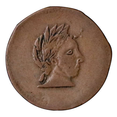 18th-century United Kingdom Caduceus Farthing/Halfpenny Conder Token with Laureate Head