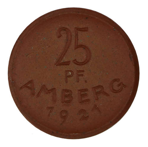 1921 German Stadt Amberg Porcelain 25 Pfennig