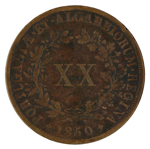 1850 Portugal 20 Reis, 1803000 minted
