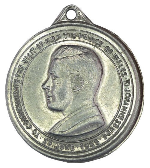 1925 Visit by Edward, Prince of Wales to South Africa: Johannesburg, medallion