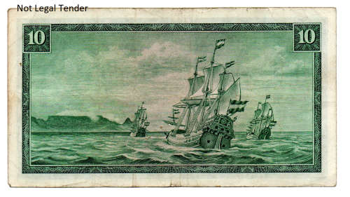 1975 South Africa T W De Jongh Type 9, Third Issue R10 Cool serial 018000