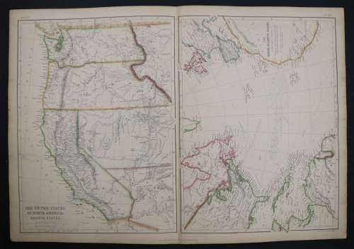 1859 The United States Of North America Pacific States and The North Atlantic Ocean by J. W. Lowry