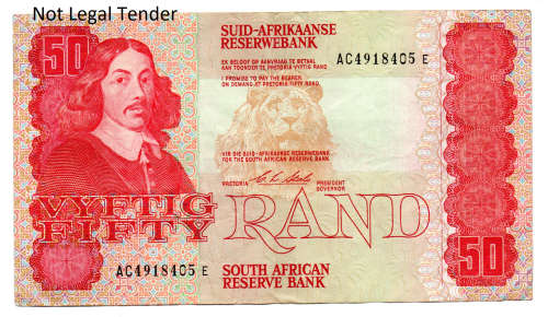 1990 South Africa CL Stals Type 2, First Issue, R50