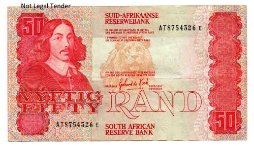1984 South Africa GPC De Kock Type 1, Third Issue, R50