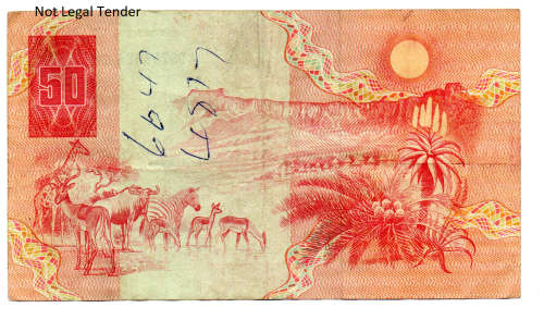 1984 South Africa GPC De Kock Type 1, Third Issue, R50