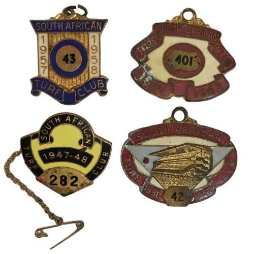 Lot of 4 x 1947-62 South African Turf Club Badges