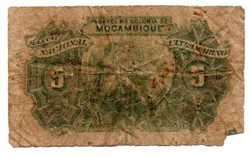 Filler 29.11.1945 Mozambique 5 Escudos, Pick#94, Edge Tears/holes