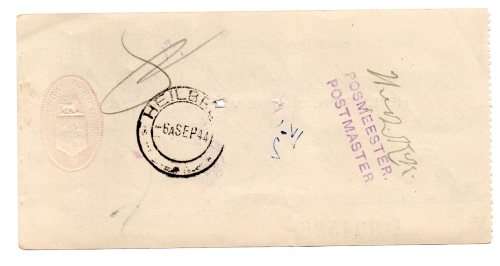 1944 Die Nationale Bank van Suid Afrika (Barclys Bank) Heilbron Cheque, Oranje Vrystaat 1 Pound 16 S