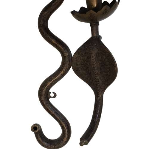 RARE!! Pair of Anglo-Indian Brass Cobra Candle Sconces, 40cm x 8cm