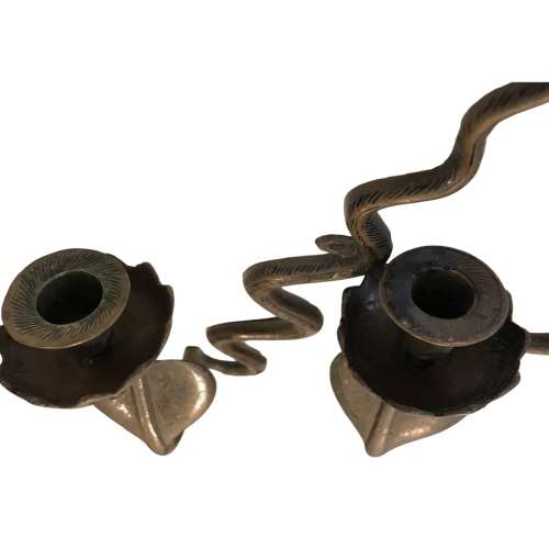 RARE!! Pair of Anglo-Indian Brass Cobra Candle Sconces, 40cm x 8cm