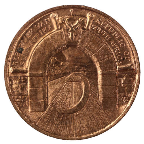 Pre-1994 Fifth Anniversary of Republic: Johannesburg Bronze Medallion