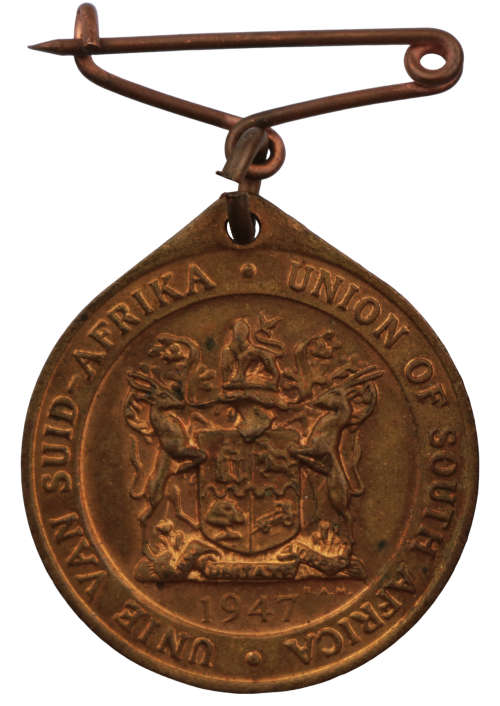 1947 Royal Visit of King George VI and Queen Elizabeth Bronze medallion with lug