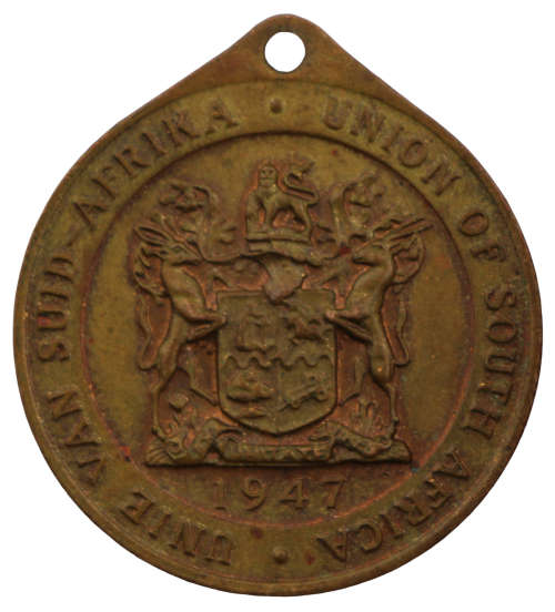 1947 Royal Visit of King George VI and Queen Elizabeth Bronze medallion without lug