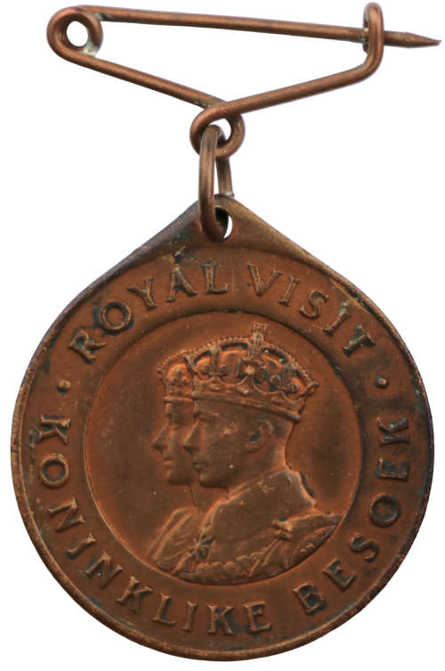 1947 Royal Visit of King George VI and Queen Elizabeth Bronze medallion with lug