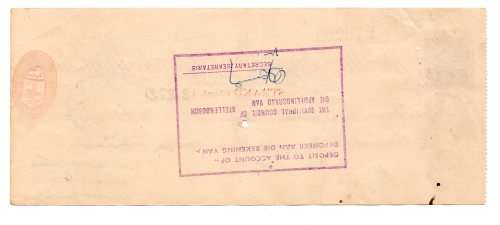 1953 The Standard Bank of South Africa Cheque `Light of Islam` Stamp, Strand Cape, 2 Pounds 15 Shill