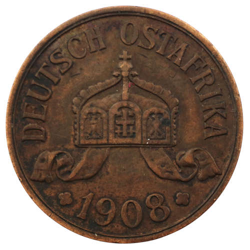 1908 J German East Africa 5 Heller, 600k Mintage