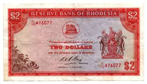 1975 Rhodesia $2, Salisbury, Pick#31j