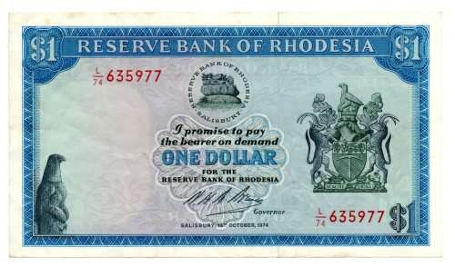 1974 Rhodesia $1, Salisbury, Pick#30k