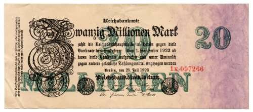1923 German Berlin Reichsbanknote 20 Million Mark Pick#97b