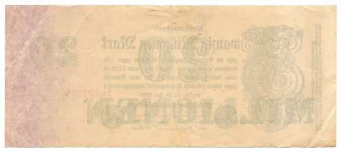 1923 German Berlin Reichsbanknote 20 Million Mark Pick#97b