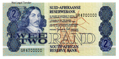 1984 South Africa GPC De Kock Type 11 Third Issue R2, Nice Serial `4700000`