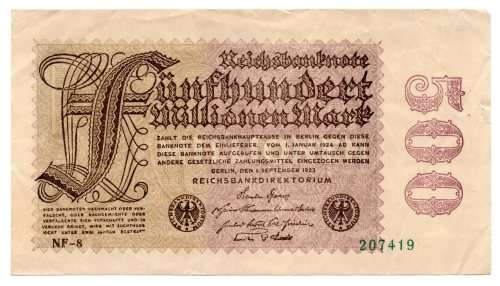 1923 German Berlin Reichsbanknote 500 Million Mark Pick#110h