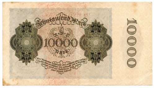1922 German Berlin Reichsbanknote 10 000 Mark Pick#72, Low Serial # `000742`