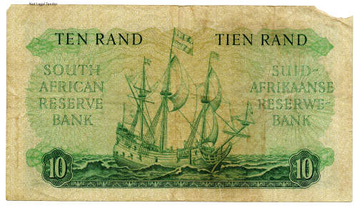 1962 South Africa Type 3 G Rissik First Issue R10, top corner tear