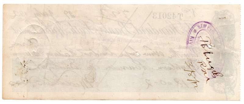 1912 The Standard Bank of South Africa Limited Ladismith (Cape Colony) Cheque, 18 Pounds 0 Shilling