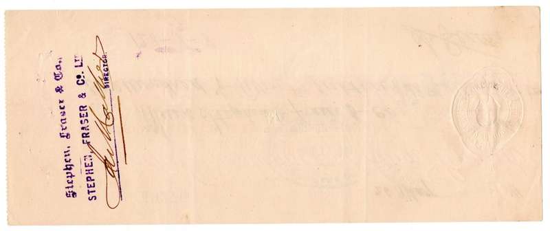 1911 African Banking Corporation Limited Cheque Oudtshoorn, 128 Pounds 8 Shillings 8 Pence