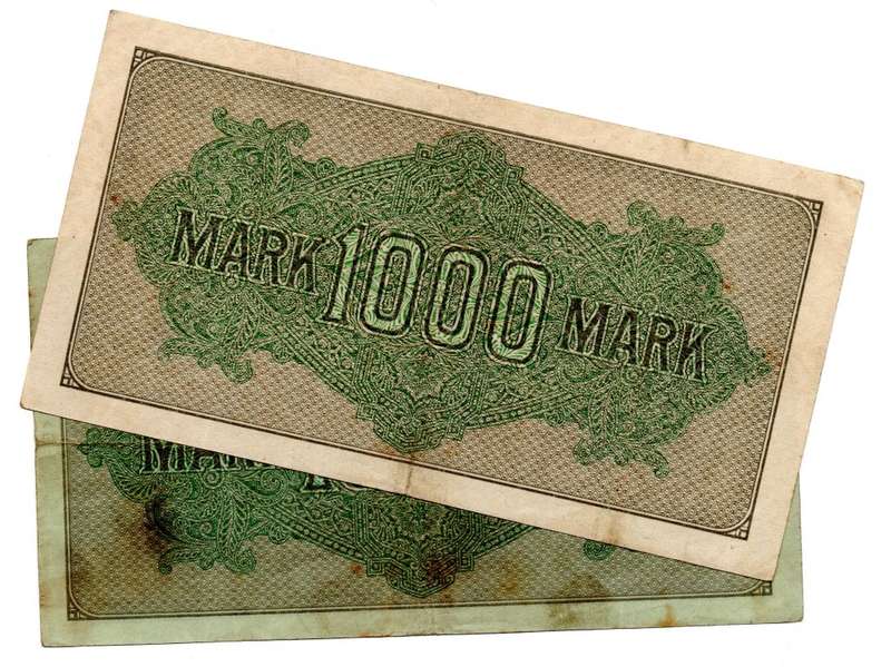 1923 German Berlin Reichsbanknote Pair of 2 Varieties of 1000 Marks, Pick#76a White paper, Pick#76g