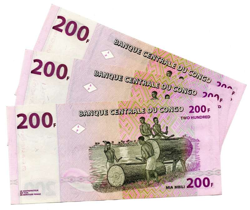 Lot of 3 x Consecutive 2007 Congo 200 Francs `NC4806546 to NC4806548` Pick#99a